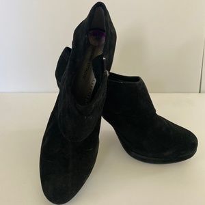 Black Suede Adrienne Vittadini Ankle Booty Stilettos